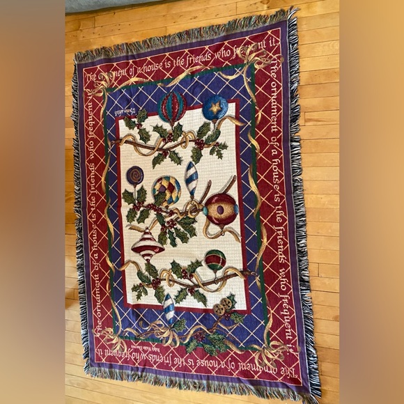 Goodwin Weavers Crown Crafts Vintage Woven Holiday Throw Blanket 🎄 Susan Welsh - Picture 3 of 6